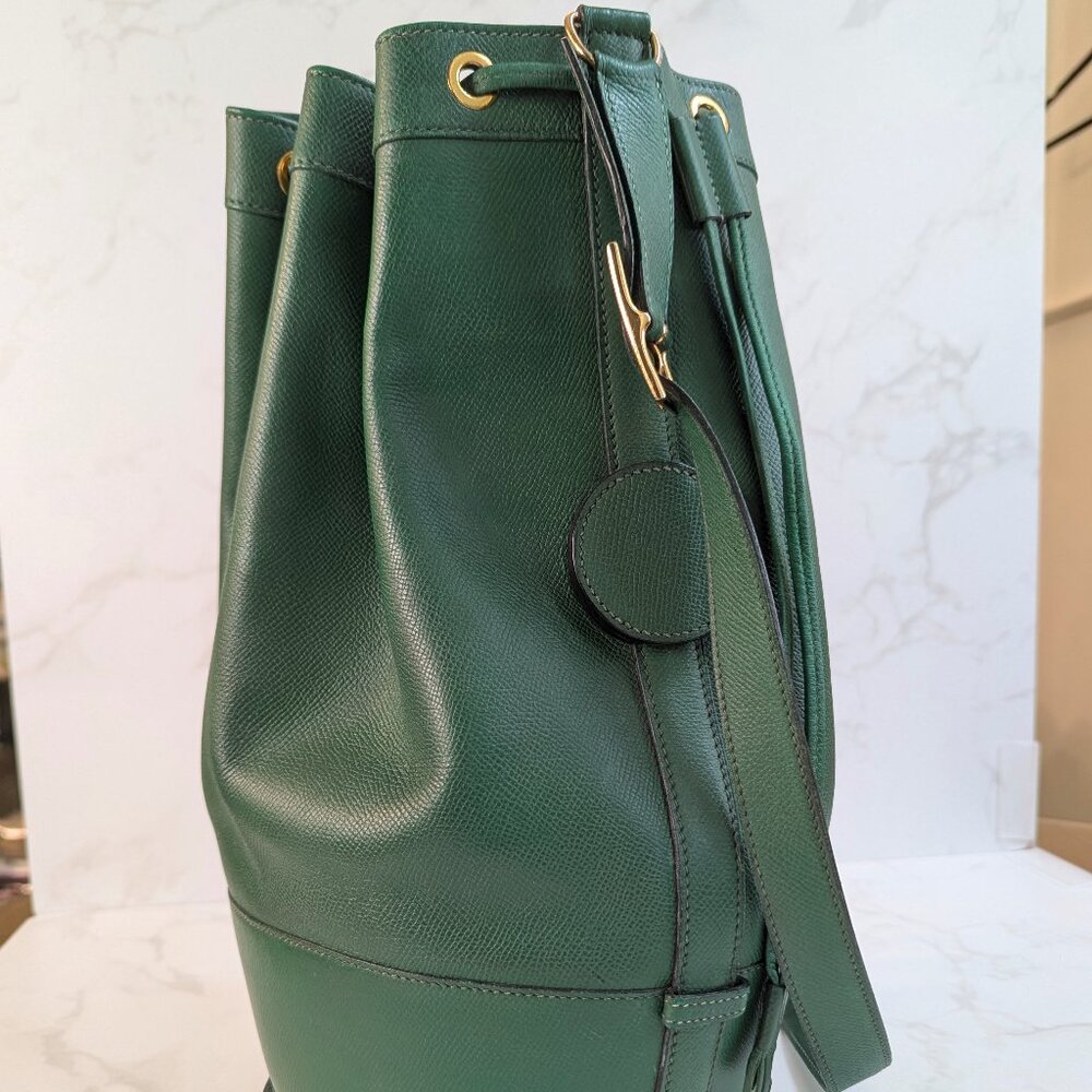 Hermes Vintage Standy Bucket Bag Green Vert Clair Courchevel Leather RARE - Picture 2 of 16
